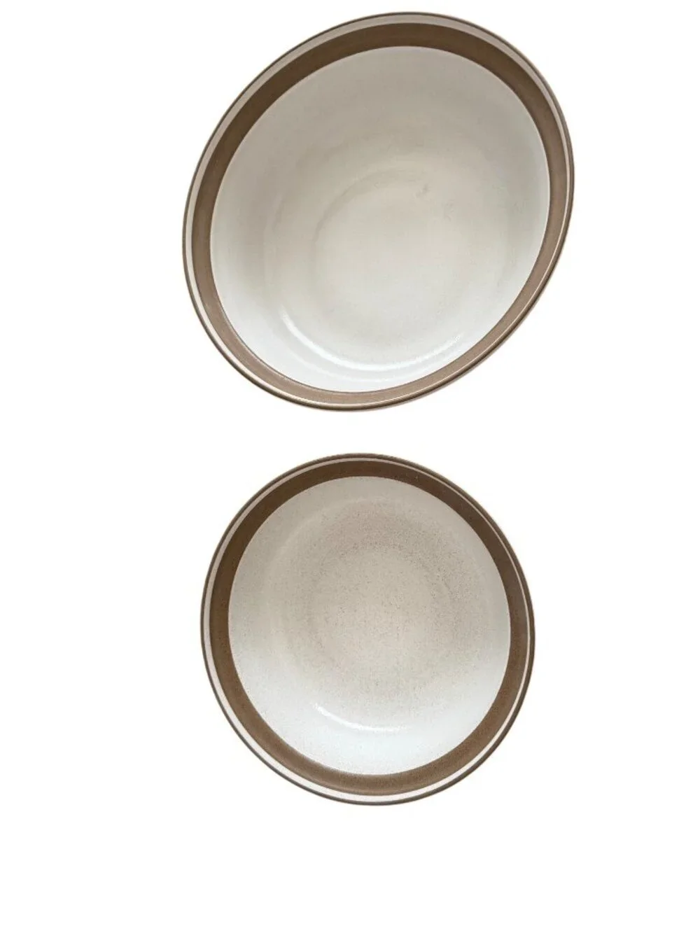 Heath Ceramics Set of 2 Serving Bowl Cream Brown Handmade Stoneware USA